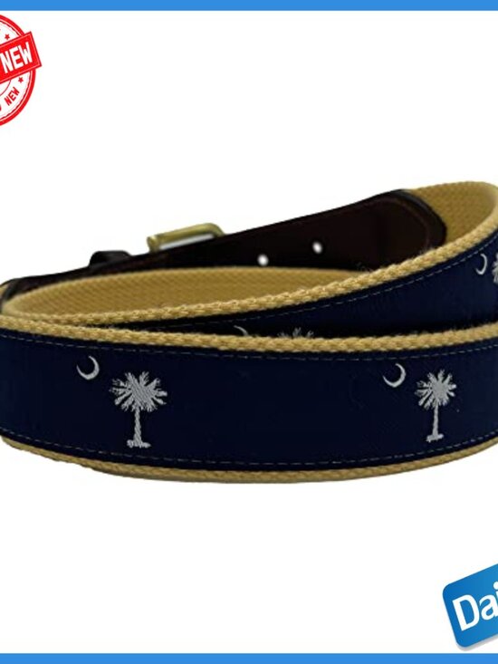 Genuine Leather Cotton Web Belt with Brass Buckle Size 42 main image 6